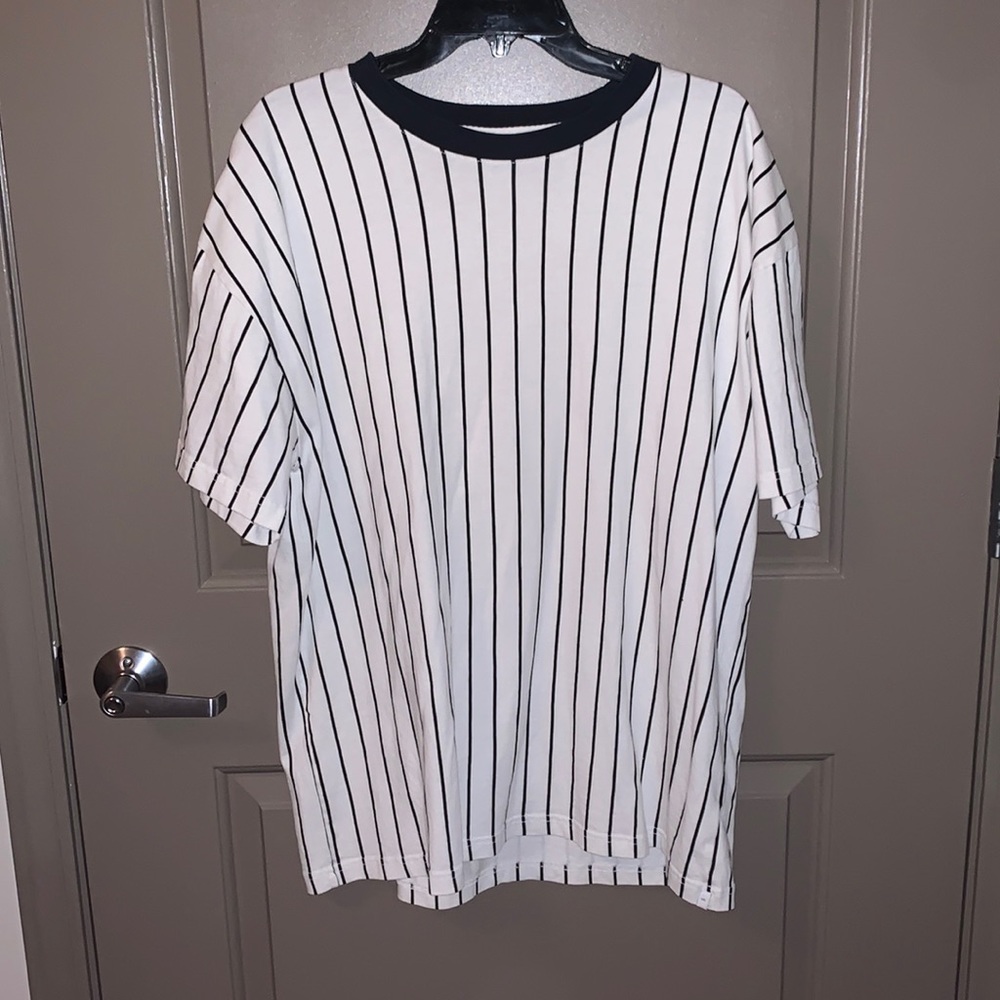Urban Outfitters black and white short sleeve vertical striped tee in medium